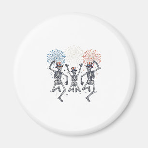 Patriotic Dancing Skeleton Fireworks Vintage Shirt Magnet