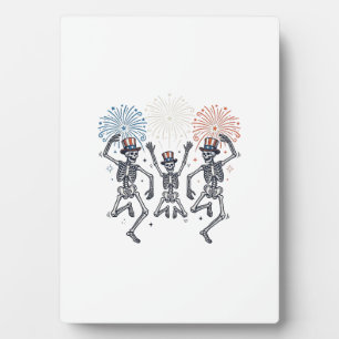Patriotic Dancing Skeleton Fireworks Vintage Shirt Plaque