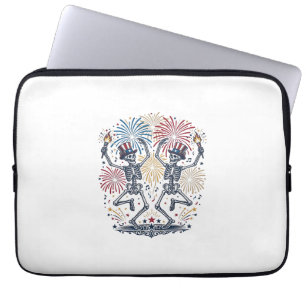 Patriotic Dancing Skeletons Fireworks 4th of July  Laptop Sleeve