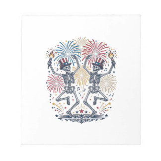 Patriotic Dancing Skeletons Fireworks 4th of July Notepad
