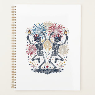 Patriotic Dancing Skeletons Fireworks 4th of July  Planner