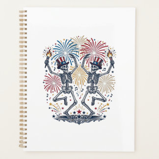 Patriotic Dancing Skeletons Fireworks 4th of July Planner
