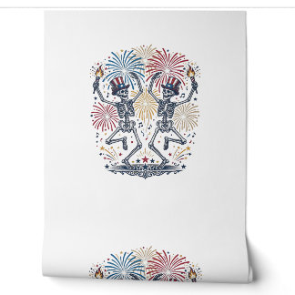 Patriotic Dancing Skeletons Fireworks 4th of July Wallpaper