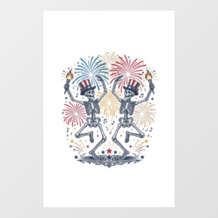 Patriotic Dancing Skeletons Fireworks 4th of July Window Cling