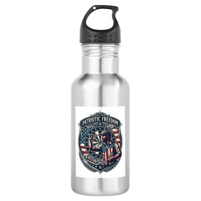 Patriotic Dart Player Vector Graphic Tee 532 Ml Water Bottle (Front)