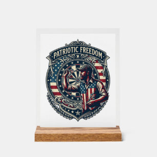 Patriotic Dart Player Vector Graphic Tee Acrylic Sign