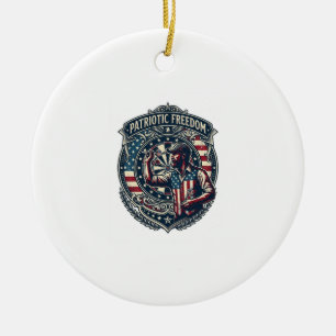 Patriotic Dart Player Vector Graphic Tee Ceramic Tree Decoration
