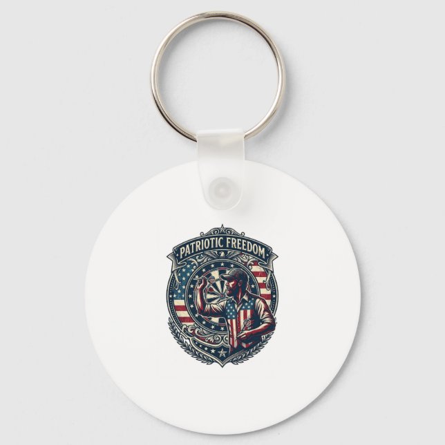 Patriotic Dart Player Vector Graphic Tee Key Ring (Front)