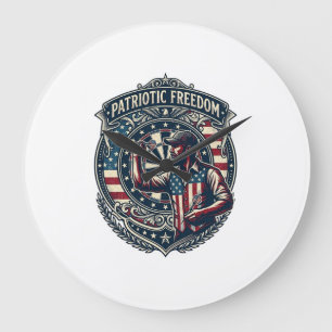 Patriotic Dart Player Vector Graphic Tee Large Clock