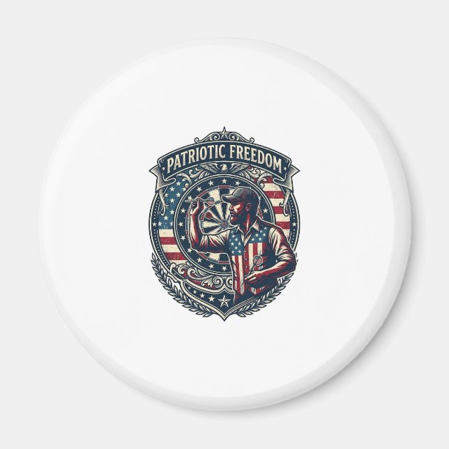 Patriotic Dart Player Vector Graphic Tee Magnet (Front)