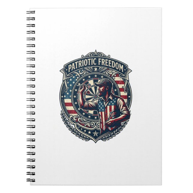 Patriotic Dart Player Vector Graphic Tee Notebook (Front)