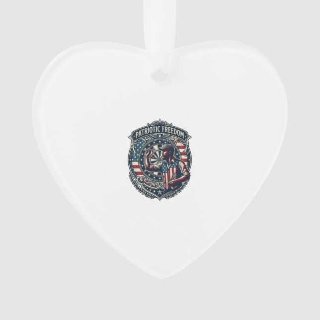 Patriotic Dart Player Vector Graphic Tee Ornament (Front)