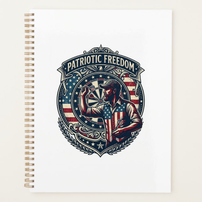 Patriotic Dart Player Vector Graphic Tee Planner (Front)