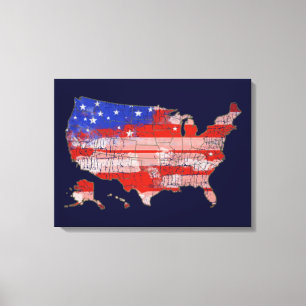 patriotic decor USA stripes and stars map