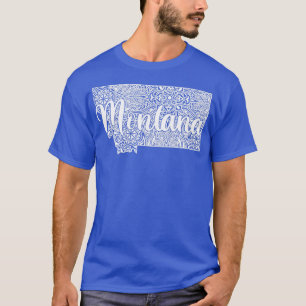 Patriotic Decorative Mandala Style Map of Montana T-Shirt