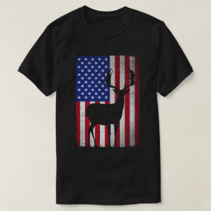 Patriotic Deer Hunting Hunter Dad American Flag T-Shirt