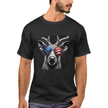 Patriotic Deer with American Flag Sunglasses