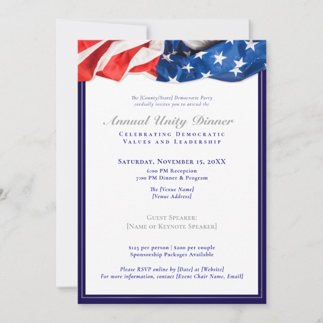 Patriotic Democratic Unity Dinner Fundraising 2025 Invitation (Front)