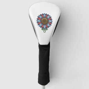 Patriotic Denim Sunflower Ornament Vintage Golf Head Cover