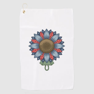 Patriotic Denim Sunflower Ornament Vintage Golf Towel