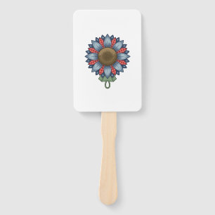 Patriotic Denim Sunflower Ornament Vintage Hand Fan