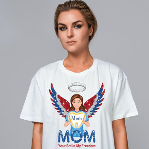 Patriotic Dental Mom Angel – Glitter Tooth T-Shirt