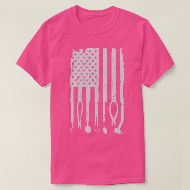 Patriotic Dentist Dental Hygienist American Flag T T-Shirt (Design Front)