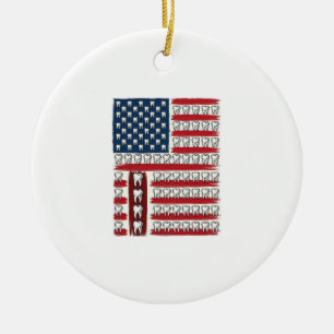 Patriotic Dentist Tooth Flag Ceramic Tree Decoration