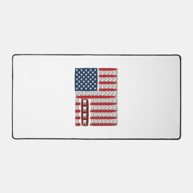 Patriotic Dentist Tooth Flag Desk Mat (Front)