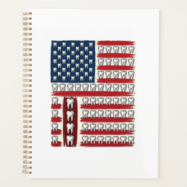 Patriotic Dentist Tooth Flag Planner (Front)