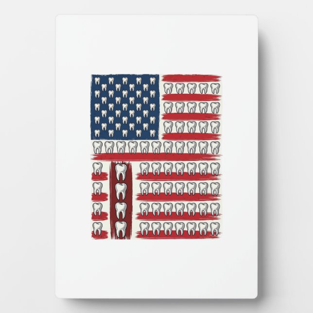 Patriotic Dentist Tooth Flag Plaque (Front)
