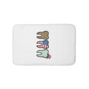 Patriotic Dentist Tooth Vintage Leopard Shirt Desi Bath Mat