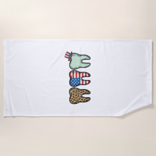 Patriotic Dentist Tooth Vintage Leopard Shirt Desi Beach Towel