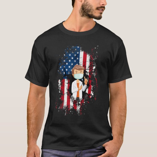 Patriotic Dentist Us American Flag Proud Proud Den T-Shirt (Front)
