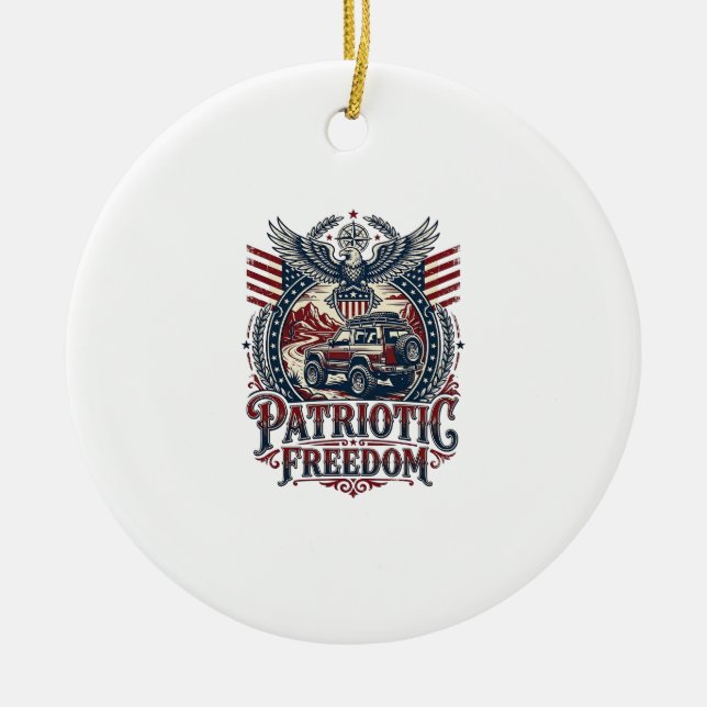 Patriotic Desert Road Explorer Ceramic Tree Decoration (Front)