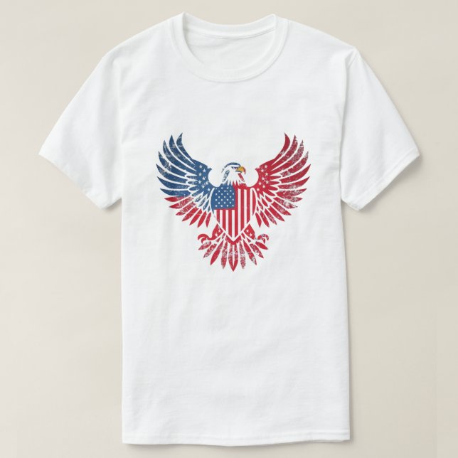Patriotic design with Bald Eagle and American Flag T-Shirt (Design Front)