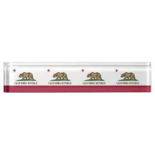 Patriotic desk nameplate with Flag of California