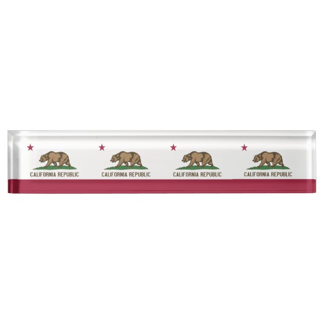 Patriotic desk nameplate with Flag of California (Front)