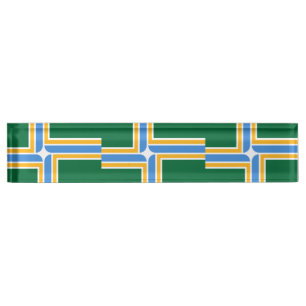 Patriotic desk nameplate with Flag of Portland