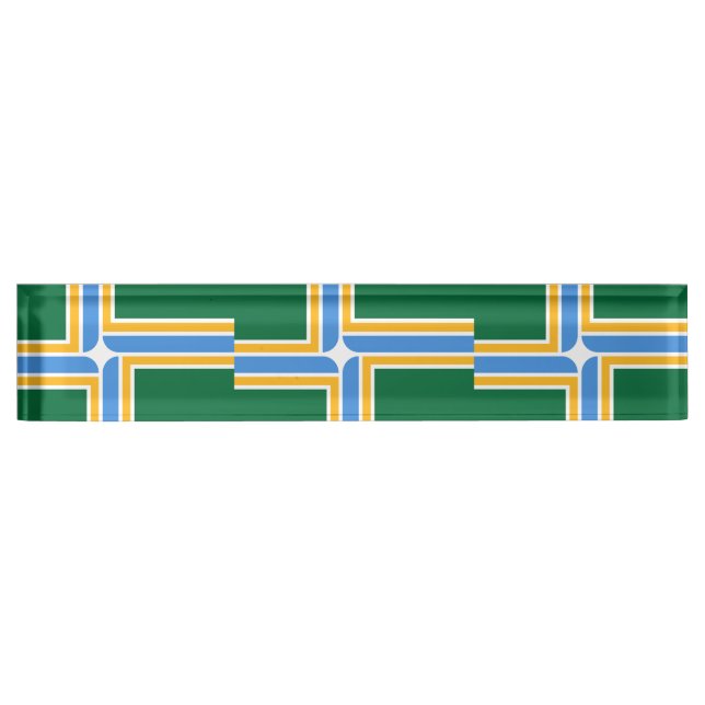 Patriotic desk nameplate with Flag of Portland (Front)