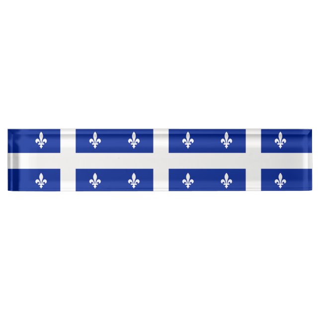 Patriotic desk nameplate with Flag of Quebec (Front)