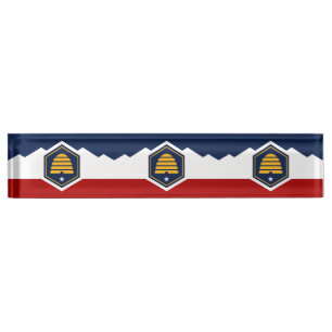Patriotic desk nameplate with Flag of Utah, USA