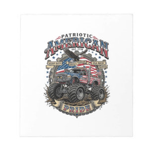 Patriotic Diesel Beast Freedom Monster Truck Heavy Notepad