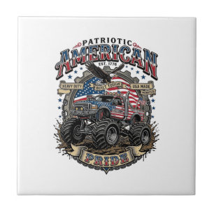 Patriotic Diesel Beast Freedom Monster Truck Heavy Tile