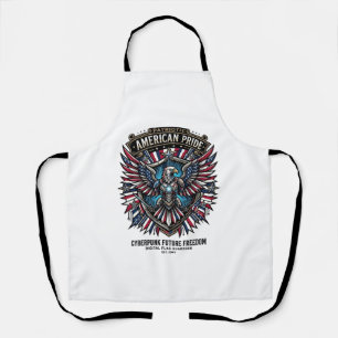 Patriotic Digital Flag Guardian Cyberpunk Future F Apron