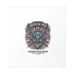 Patriotic Digital Flag Guardian Cyberpunk Future F Notepad