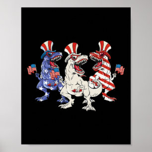 Patriotic Dinosaur 4th Of July Us Toddler Kids Ame Poster