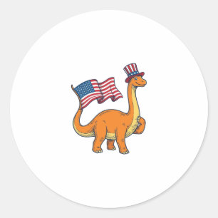Patriotic Dinosaur Flag Vintage Engraving Shirt_1 Classic Round Sticker