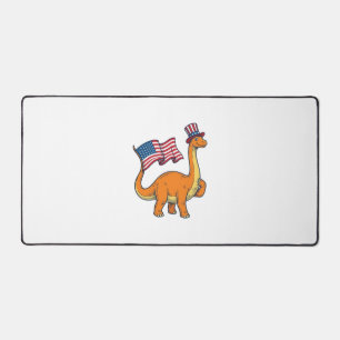 Patriotic Dinosaur Flag Vintage Engraving Shirt_1 Desk Mat