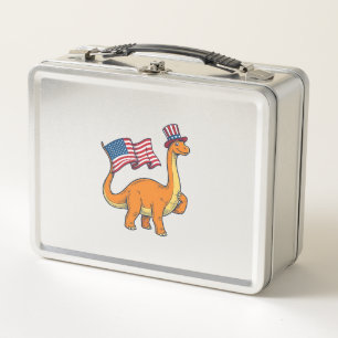 Patriotic Dinosaur Flag Vintage Engraving Shirt_1 Metal Lunch Box
